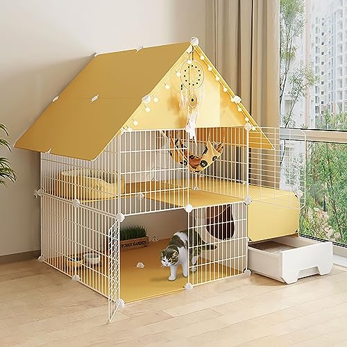 Katzenkäfig für den Innenbereich, großer DIY-Laufstall für Haustiere, Katzengehege, kleines Tierhaus, abnehmbare Katzenkiste mit Katzentoilette, großer Übungsort, ideal für Katzen (Größe: 11 Katzenkäfig für den Innenbereich, großer DIY-Laufstall für Haustiere, Katzengehege, kleines Tierhaus, abnehmbare Katzenkiste mit Katzentoilette, großer Übungsort, ideal für Katzen (Größe: 11 von YEKIM