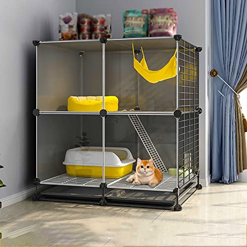 YEKIM Katzenkäfig für den Innenbereich, großer Katzenkäfig, Zwinger, Katzengehege, Abnehmbarer DIY-Laufstall für Katzen, Frettchenkäfig, mit Rampenleitern und Bett, großer Übungsplatz für Haustier YEKIM Katzenkäfig für den Innenbereich, großer Katzenkäfig, Zwinger, Katzengehege, Abnehmbarer DIY-Laufstall für Katzen, Frettchenkäfig, mit Rampenleitern und Bett, großer Übungsplatz für Haustier von YEKIM