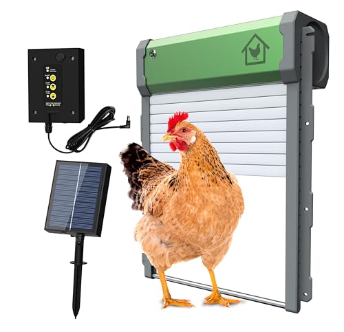 YEKUYEKU Automatische Hühnerstalltür, Solar-Hühnerstalltür, Hühnerstalltüröffner mit Zeitschaltuhr, Hühnerstalltür Zeitschaltuhr Öffner/Schließer von YEKUYEKU