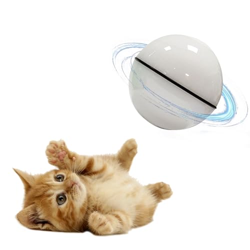 YEKUYEKU Katzenball Elektrisch, Interaktives Katzenspielzeug Ball mit LED Licht, USB Wiederaufladbares Elektrisch Katzenspielzeug, Pet Chaser Spielzeug, 360° Selbstdrehender Ball für Katzen von YEKUYEKU