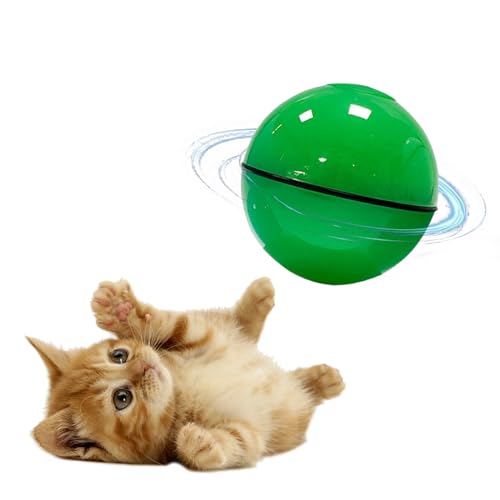 YEKUYEKU Katzenball Elektrisch, Interaktives Katzenspielzeug Ball mit LED Licht, USB Wiederaufladbares Elektrisch Katzenspielzeug, Pet Chaser Spielzeug, 360° Selbstdrehender Ball für Katzen von YEKUYEKU
