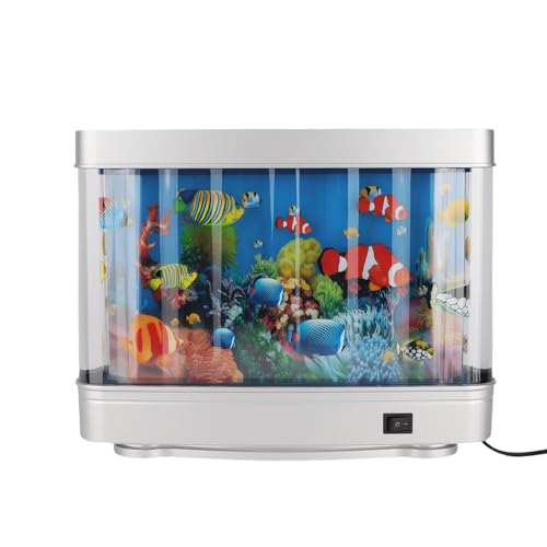 Simulation LED Aquariumlampe - Leises, energiesparendes Schreibtischaquarium, Unterwassersimulation, Weiche Augenschutzbeleuchtung, Fake Aquarium Toy Lamp Geeignet für Geschenke von YELKOEYN