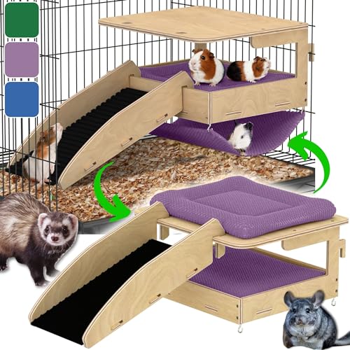 YELLOFLOW Meerschweinchenversteck und Hängematte – Doppel-Design – großes natürliches Birkenholz 35,6 x 25,4 cm – Frettchen-Hängematte für Käfig, Chinchilla-Versteck, Hasenhöft, Kaninchen-Zubehör YELLOFLOW Meerschweinchenversteck und Hängematte – Doppel-Design – großes natürliches Birkenholz 35,6 x 25,4 cm – Frettchen-Hängematte für Käfig, Chinchilla-Versteck, Hasenhöft, Kaninchen-Zubehör von YELLOFLOW