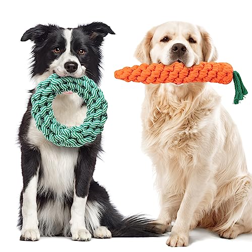 YEMKJFC Seilspielzeug für Welpen, kleine, mittelgroße und große Hunde, robustes Karotten-Hundespielzeug, Kauspielzeug für Hunde, Tauziehen, Seilspielzeug, Zahnreinigung für Welpen, kleine, mittelgroße von YEMKJFC