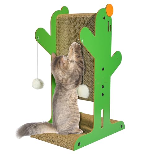 YEMOO ​Katzenkratzer, 2-seitiger Katzenkratzer, T-förmiger vertikaler Katzenkratzer für Wand und Couchschutz, Katzenkratzbaum mit 5 Katzenballspielzeugen (T-Form) von YEMOO