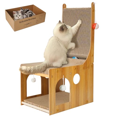 YEMOO Katzenkratzer, L-Doppelschicht Katzenkratzbrett, L-förmiger vertikaler Katzenkratzer für Wand und Couchschutz, Katzenkratzer aus Karton mit 2 Katzenballspielzeug für Indoor-Katzen YEMOO Katzenkratzer, L-Doppelschicht Katzenkratzbrett, L-förmiger vertikaler Katzenkratzer für Wand und Couchschutz, Katzenkratzer aus Karton mit 2 Katzenballspielzeug für Indoor-Katzen von YEMOO