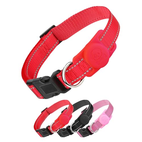 YENTEN Nylon-Hundehalsband mit AirTag-Halterung für kleine und mittelgroße Hunde, reflektierend, wasserdicht und Sicherheitsverschluss, unterstützt das Binden von Zugseil, verstellbar für alle Rassen YENTEN Nylon-Hundehalsband mit AirTag-Halterung für kleine und mittelgroße Hunde, reflektierend, wasserdicht und Sicherheitsverschluss, unterstützt das Binden von Zugseil, verstellbar für alle Rassen von YENTEN