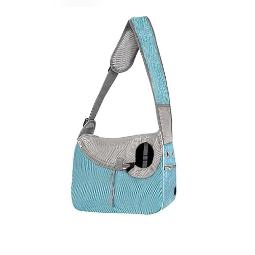 Pet Carrier Sling Bag, Mesh Travel Shoulder Bag for Small Pets Blue and Grey von YEOSEA
