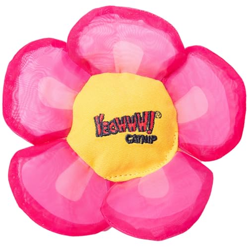 YEOWWW Katzenminze-Spielzeug für Katzen, organisches Gänseblümchenform, knisterndes Katzenspielzeug, langlebig und sicher, für Innen- und Außenbereich, Rosa, 12 cm von YEOWWW