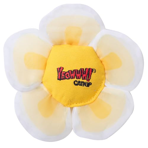 YEOWWW Katzenminze-Spielzeug für Katzen, organisches Gänseblümchenform, knisterndes Katzenspielzeug, langlebig und sicher, für Innen- und Außenbereich, Weiß, 12 cm von YEOWWW