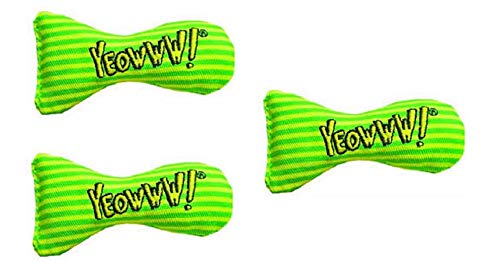 Yeowww! DuckyWorld Katzenspielzeug aus 100 % Bio-Katzenminze, Blattblume, gelbe und grüne Streifen, Sardinen, Katzenspielzeug, Katzenspielzeug (3 Stück) von YEOWWW!