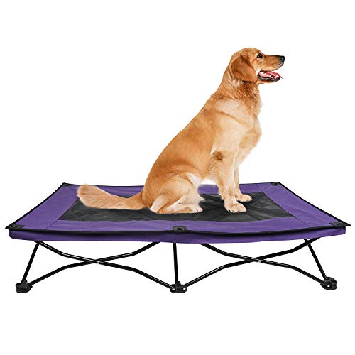 YEP HHO Large Elevated Folding Pet Bed Cot Travel Portable Breathable Cooling Mesh Sleeping Dog Bed 42 Inches Long (Purple) von YEP HHO