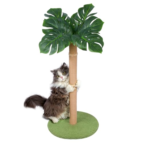 Yepdin Kratzbaum für Katzen, groß, mit Sisalseil, niedliches Kätzchen, Katzenkratzbaum, 100,1 cm hoch, mit Monstera-Pflanzen von Yepdin