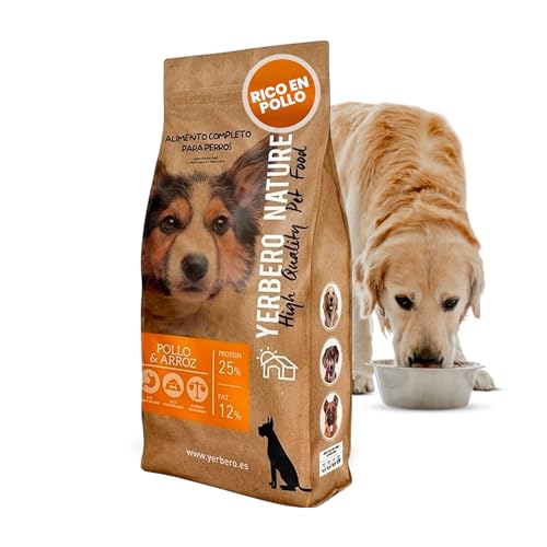 Yerbero Nature Hundefutter mit Huhn und Reis, 10 kg, Futter für mittelgroße und große Hunde, hohe Verdaulichkeit, reich an Huhn, Premium-Hundefutter für optimale Ernährung und Wohlbefinden von YERBERO