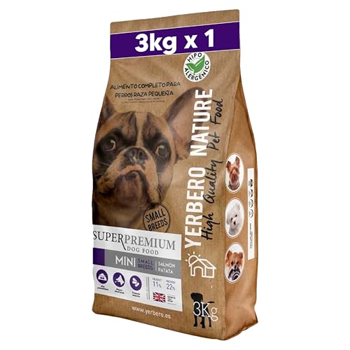 Yerbero Nature Mini-Lachsrassen, Super-Premium-Futter für Hunde, Rassen, Mini, 3 kg Yerbero Nature Mini-Lachsrassen, Super-Premium-Futter für Hunde, Rassen, Mini, 3 kg von YERBERO