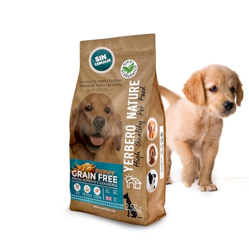 Yerbero Nature Puppys Grain Free Hundefutter, 2,5 kg, Hundefutter, Welpen, Grain Free mit Huhn, Truthahn, Lachs, Süßkartoffel und Karotte, hypoallergen, proteinreich ohne Getreide Yerbero Nature Puppys Grain Free Hundefutter, 2,5 kg, Hundefutter, Welpen, Grain Free mit Huhn, Truthahn, Lachs, Süßkartoffel und Karotte, hypoallergen, proteinreich ohne Getreide von YERBERO