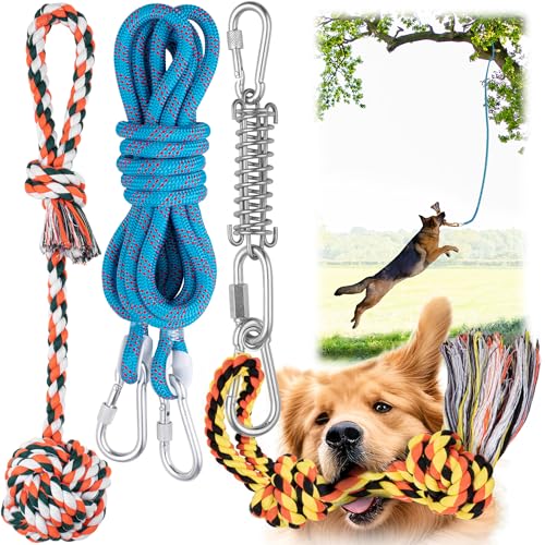 YES4QUALITY Bungee-Hängespielzeug für Hunde im Freien, blaues interaktives Zugspielzeugseil mit Metallfedersatz und 2 Seilspielzeugen, robuste Trainingsausrüstung für Hunde YES4QUALITY Bungee-Hängespielzeug für Hunde im Freien, blaues interaktives Zugspielzeugseil mit Metallfedersatz und 2 Seilspielzeugen, robuste Trainingsausrüstung für Hunde von YES4QUALITY