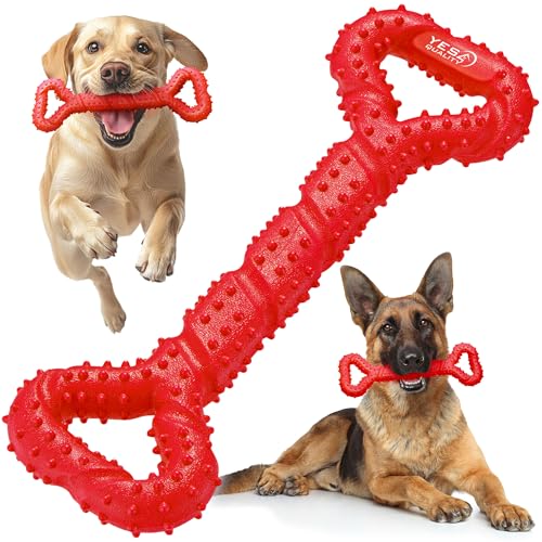 YES4QUALITY - Hundekauspielzeug - 33 cm, Rot - Robustes Gummiknochen-Spielzeug für Aggressive Kauer - Geistig anregendes Spielzeug zur Beschäftigung von Hunden von YES4QUALITY