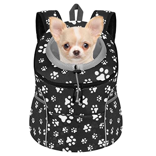 YESLAU Hunde-Rucksack, Tragetasche für kleine mittelgroße Hunde, Katzen, Reisetasche, Frontpackung, atmungsaktiv, verstellbar, mit Sicherheits-Reflektorstreifen für Wandern, Outdoor von YESLAU