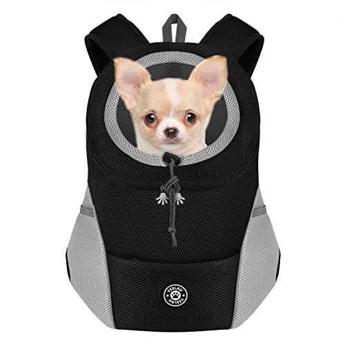 YESLAU Hunde-Rucksack-Tragetasche für kleine mittelgroße Hunde, Reisetasche, Frontpackung, atmungsaktiv, verstellbar, mit Sicherheits-Reflektorstreifen für Wandern, Outdoor-Katzen von YESLAU