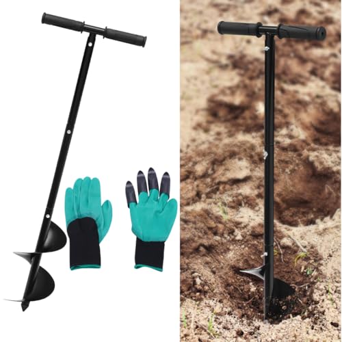 Manuelle Gartenschneckenbohrmaschine Erdbohrer Garten Bohrmaschine Handschuhe Gartenbohrer Durchmesser 150mm Praktisches Pflanzwerkzeug für Blumen Pflanzen Bäume Sträucher Outdoor Gartenwerkzeug von YESTAIM