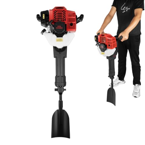 YESTAIM 52cc 2-Takt Benzin Erdlochbohrer Zaun Post Loch Borrer Bagger Meißelhammer Erdbohrer Hohe Effizienz Garden Tree Digger 3.5n.m/5000rpm Sicherheitszahnrad Für Garten Rasenanwendungen von YESTAIM