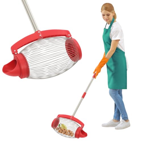 YESTAIM Nusssammler Rollsammler Walnuss Sammler Outdoor Handwerkzeug Mit Obstsammler Seitenöffnung Öffnung Dump und Verstellbarem Griff Greifer Für Golfbälle Tennisbälle Obstgärten Rasenflächen von YESTAIM