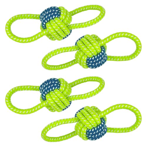 YESWOOD! Apportier-Hundespielzeug für kleine Rassen, Hundeball mit Seil für kleine und mittelgroße Rassen, 0 - 36 kg, interaktives Spielzeug für Welpen, 4er-Pack von YESWOOD!