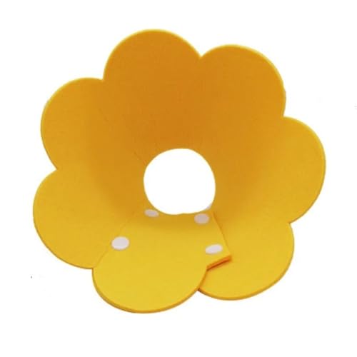 Elisabethanische Katzen-Genesungshalsband in Blumenform, Wundheilung, Schutzkegel für Kätzchen, Welpen, Haustierbedarf (Gelb, M 22 cm) von YETONADO