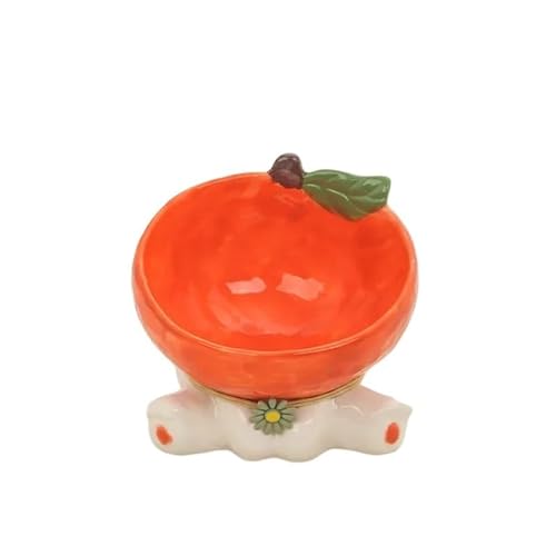 Futternapf für Katzen, Keramik, erhöht, für kleine Hunde, geneigt, zum Trinken, Essen, für Welpen, Katzen, Zubehör (Orange) von YETONADO