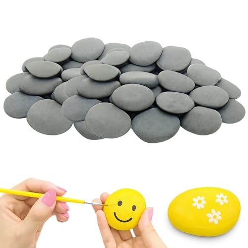 YEWCEP Steine Zum Bemalen, 30 Stücke Flache Steine Zum Bemalen, 1-3 cm Schwarze Kieselsteine, Ideal Für DIY Crafts, Aquarium Landschaftsbau Und Familienaktivitäten von YEWCEP