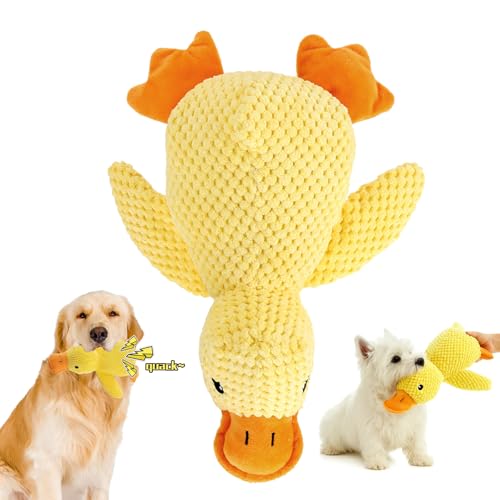 YEWCEP Hundespielzeug Unzerstörbar, Anti Stress Ente für Hunde, Gelbes Plüsch-Kauspielzeug 25x22 cm, Ideal für tägliches Spielen und Stressabbau von YEWCEP