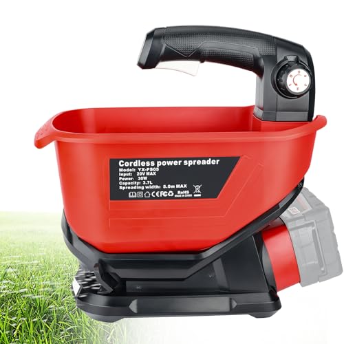YEX-BUR Düngerstreuer für Milwaukee m18 18V Lithium-Akku, Tragbar Handstreuer mit 5-stufige Drehzahlregulierung, 3,7 L, deckt bis zu 8.000 sq. ft(ohne Akku) von YEX-BUR
