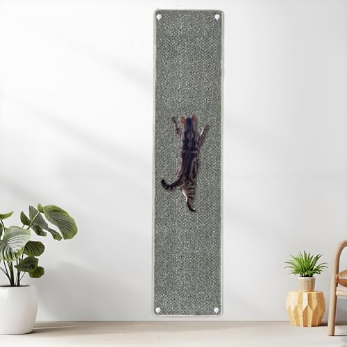 180,1 x 40,4 cm verdickter, extra großer Katzen-Wand-Kletterteppich, Katzenkletterwand mit 10 festen Nägeln für Indoor-Katzenübungen, Katzen-Wandkratzer, Wandkletter-Katzenteppich (grau) von YEXEXINM