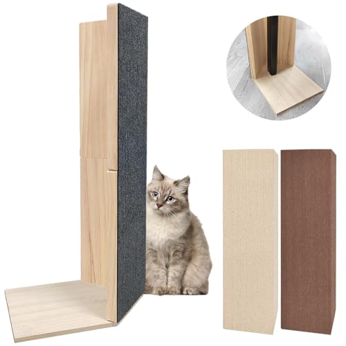 61 cm hoher Couch-Eck-Kratzbaum mit 3 austauschbaren, selbstklebenden Katzenkratzbäumen, Teppich, Katzenkratzmatte, stilvoller Kratzbrett für den Innenbereich, Möbelschutz 61 cm hoher Couch-Eck-Kratzbaum mit 3 austauschbaren, selbstklebenden Katzenkratzbäumen, Teppich, Katzenkratzmatte, stilvoller Kratzbrett für den Innenbereich, Möbelschutz von YEXEXINM