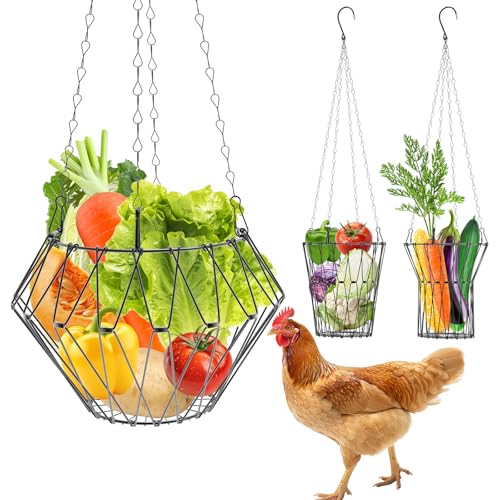 Hängender Hühner-Vogel-Futterspender, faltbarer Gemüsefruchthalter, Hühner-Futterspender, Geflügel-Futter-Halter, Korb mit 4 hängenden Ketten, Gemüse-Leckerli-Ball, Langeweile Spielzeug für Hühner Hängender Hühner-Vogel-Futterspender, faltbarer Gemüsefruchthalter, Hühner-Futterspender, Geflügel-Futter-Halter, Korb mit 4 hängenden Ketten, Gemüse-Leckerli-Ball, Langeweile Spielzeug für Hühner von YEZIDE