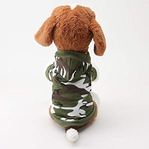 YEZINB Kleines Haustier Camouflage Hoodie Winter Warm Sweatshirt T-Shirt Baumwollmischung Kleidung Hund Kleidung Hoodies, Grün, XS von YEZINB