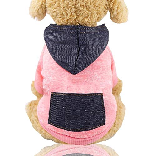 YEZINB Niedlicher Hundehoodie-Winter-Haustier-Hundekleidung für Hundemantel-Jacken-Baumwollt-Shirt französischer Bulldoggen-Kleidungs-Mops, Rosa, L von YEZINB