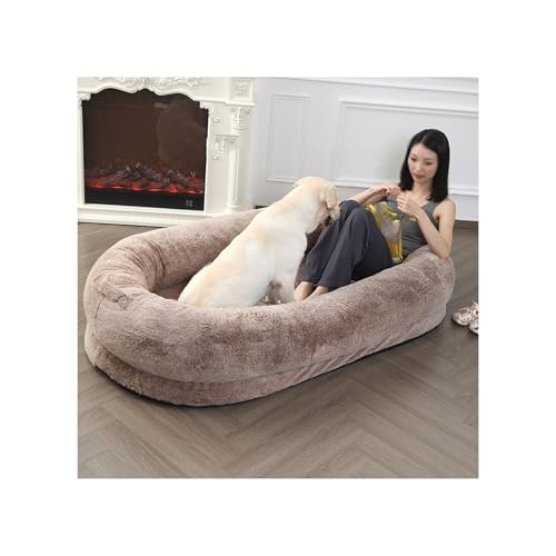 YFAURNDE Menschen- und Haustierbett,Riesiges Human Dog Bed für Menschen,Passend für Sie und Ihr Haustier, rutschfeste, große, Bequeme Decke(Brown,175cm) von YFAURNDE