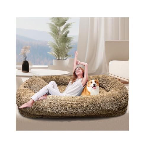 YFAURNDE Riesiges Human Dog Bed for Menschen,Hundebett for Menschen Hunde,Perfekt for Menschen, Haustiere und zum Schlafen, Wird mit Einer Decke geliefert(Coffee,180 * 120 * 30cm) von YFAURNDE