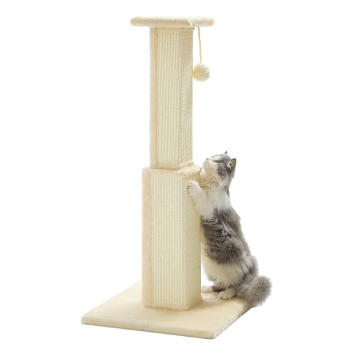Cats Ultimate Kratzbaum, Natürlicher, Langlebiger Sisal-Kratzbaum for Kätzchen, Katzen, Klettergerüst, Turmpfosten(Beige) von YFDGD