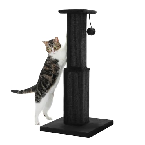 Cats Ultimate Kratzbaum, Natürlicher, Langlebiger Sisal-Kratzbaum for Kätzchen, Katzen, Klettergerüst, Turmpfosten(Black) von YFDGD