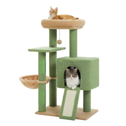 Kaktus-Kratzbaum-Turm Mit Sisal-Kratzbäumen, Gemütliche Wohnung for Hauskatzen, Mehrstufiger Kletterständer Mit Weicher Hängematte(B) von YFDGD
