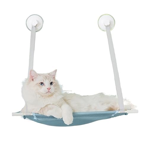 Katze Hängematte Fenster Hängende Katzenhängematte, Glasfenster, Saugnapf, Katzenbett, Atmungsaktives Katzenklo, Haustiere, Die Etwa 10 Kg Tragen Können, Katzenhaus Im Freien(Blue-1) von YFDGD