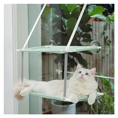 Katze Hängematte Fenster Hängende Katzenhängematte, Glasfenster, Saugnapf, Katzenbett, Atmungsaktives Katzenklo, Haustiere, Die Etwa 10 Kg Tragen Können, Katzenhaus Im Freien(Green-2) von YFDGD