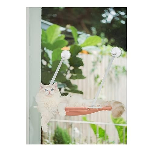 Katze Hängematte Fenster Hängende Katzenhängematte, Glasfenster, Saugnapf, Katzenbett, Atmungsaktives Katzenklo, Haustiere, Die Etwa 10 Kg Tragen Können, Katzenhaus Im Freien(Pink-1) von YFDGD