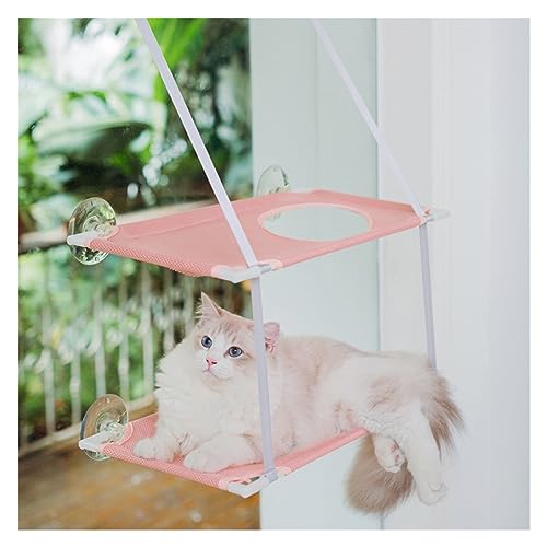 Katze Hängematte Fenster Hängende Katzenhängematte, Glasfenster, Saugnapf, Katzenbett, Atmungsaktives Katzenklo, Haustiere, Die Etwa 10 Kg Tragen Können, Katzenhaus Im Freien(Pink-2) von YFDGD