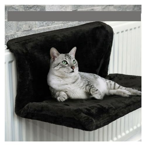 Katze Hängematte Fenster Hängendes Katzenbett, Abnehmbare Katzenhängematte, Haustierbetten for Heizkörperbank, Kätzchennest Mit Starkem Metallrahmen, Katzenzubehör(Black) von YFDGD