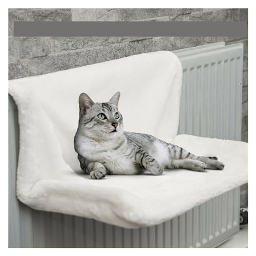 Katze Hängematte Fenster Hängendes Katzenbett, Abnehmbare Katzenhängematte, Haustierbetten for Heizkörperbank, Kätzchennest Mit Starkem Metallrahmen, Katzenzubehör(White) von YFDGD