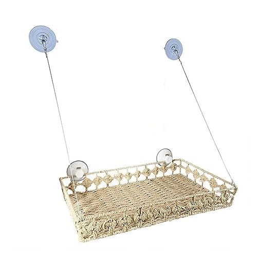 Katze Hängematte Fenster Hängendes Katzenbett, Haustier-Katzen-Hängematte, Luft-Katzenbett, Haus, Kätzchen-Klettergerüst, Handgefertigtes Rattan-Weben, Sonniges Fenstersitz-Nest(Rattan Hammock) von YFDGD